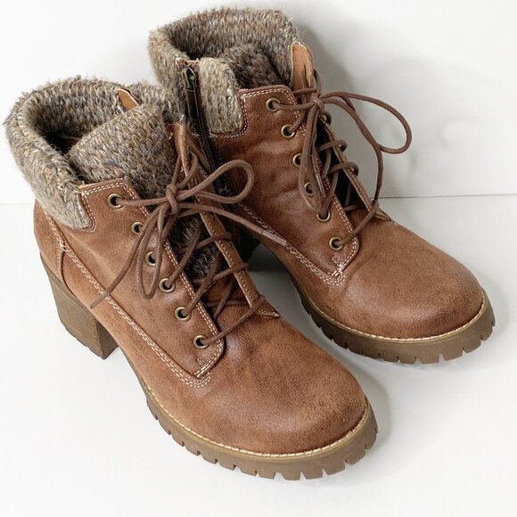 Carlos Women's Glynn Fashion Boot 9.5 M Tan Brown Winter Cuff - Picture 2 of 11